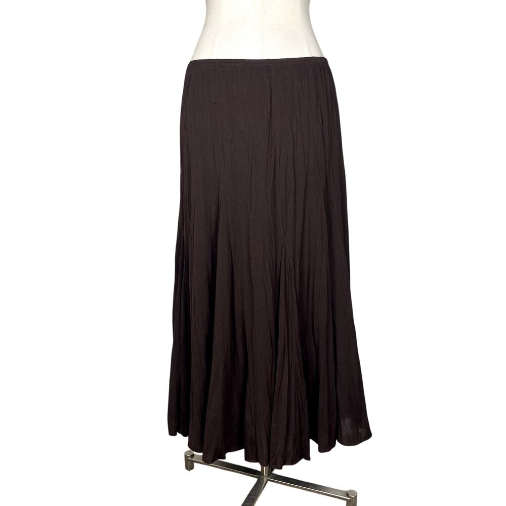 Vtg Y2k Rafael Brown Ruched Flare Midi Skirt Grunge Boho Whimsigoth Sz Large
